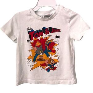 Tom and Jerry Kids White Graphic T-Shirt in Size 74/80 6M/12M